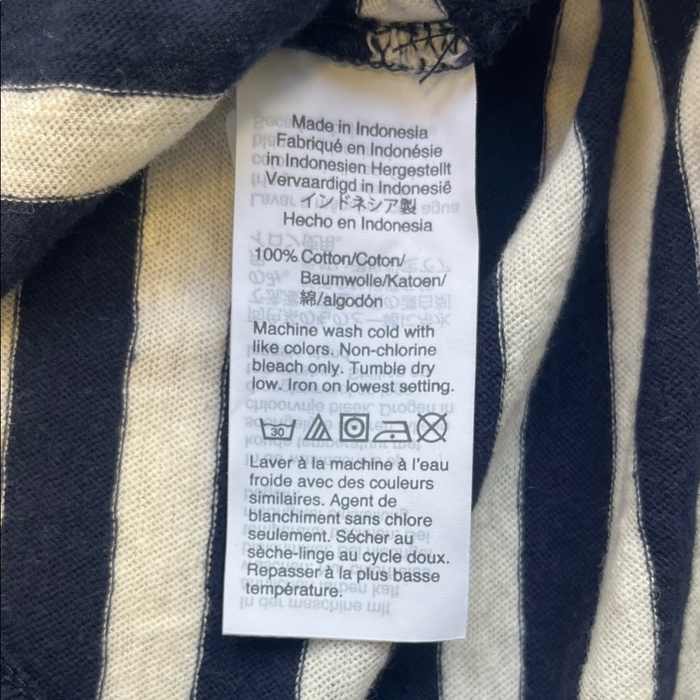 Madewell Navy White Stripe Tee XS 100% Cotton Coastal French Girl Top - Picture 6 of 10
